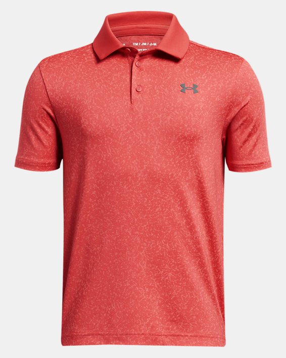 เสื้อโปโล UA Playoff Coral Jacquard สำหรับเด็กผู้ชาย in Red image number 0